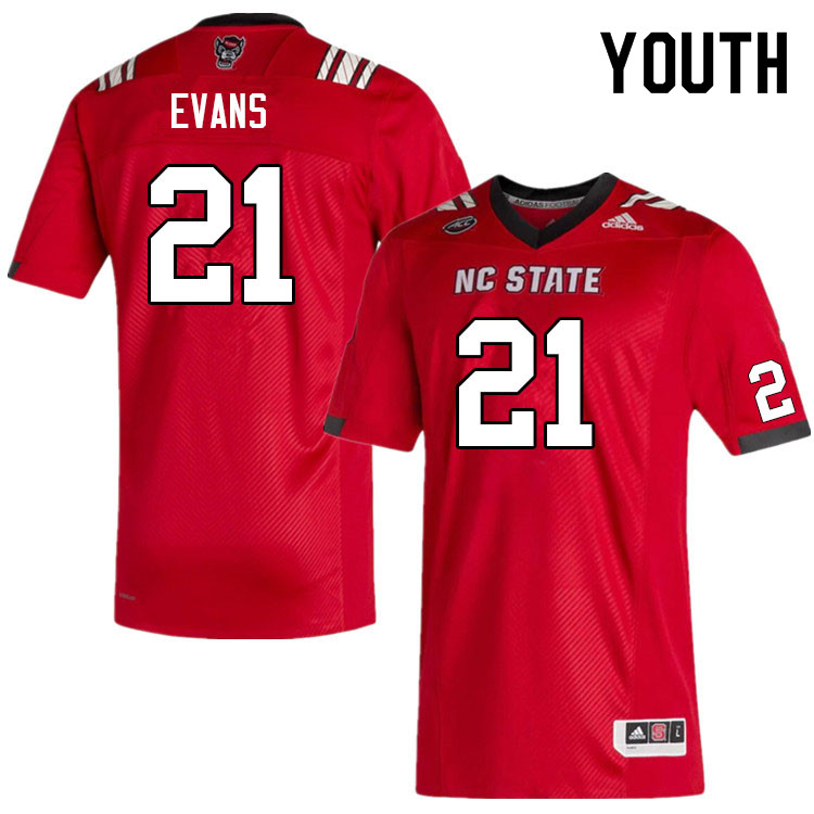 Youth #21 Nate Evans NC State Wolfpack College Football Jerseys Sale-Red